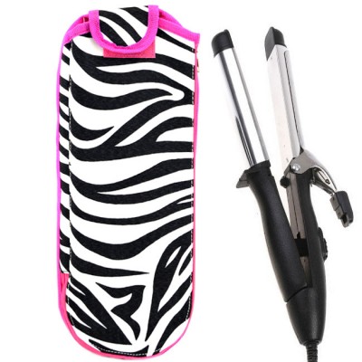 180607-PK - BLACK/WHITE ZEBRA PRINT W/PINK LINNING FLAT OR CURLING IRON HOLDER